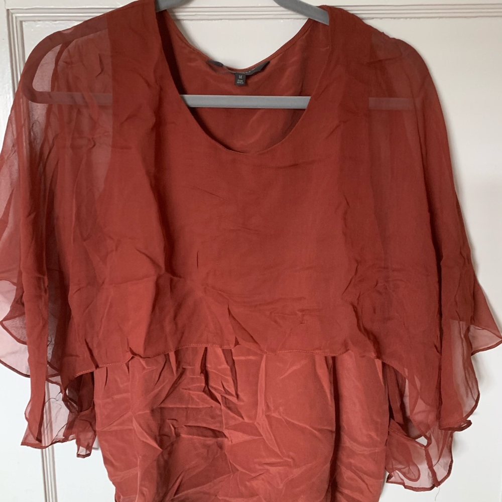 Burnt Orange Silk Flowy Top